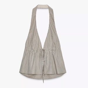 ZARA STRIPED POPLIN HALTER TOP